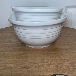 STONEWARE WHITE Ribbed Banded Nesting BOWLS OB2 OB3
